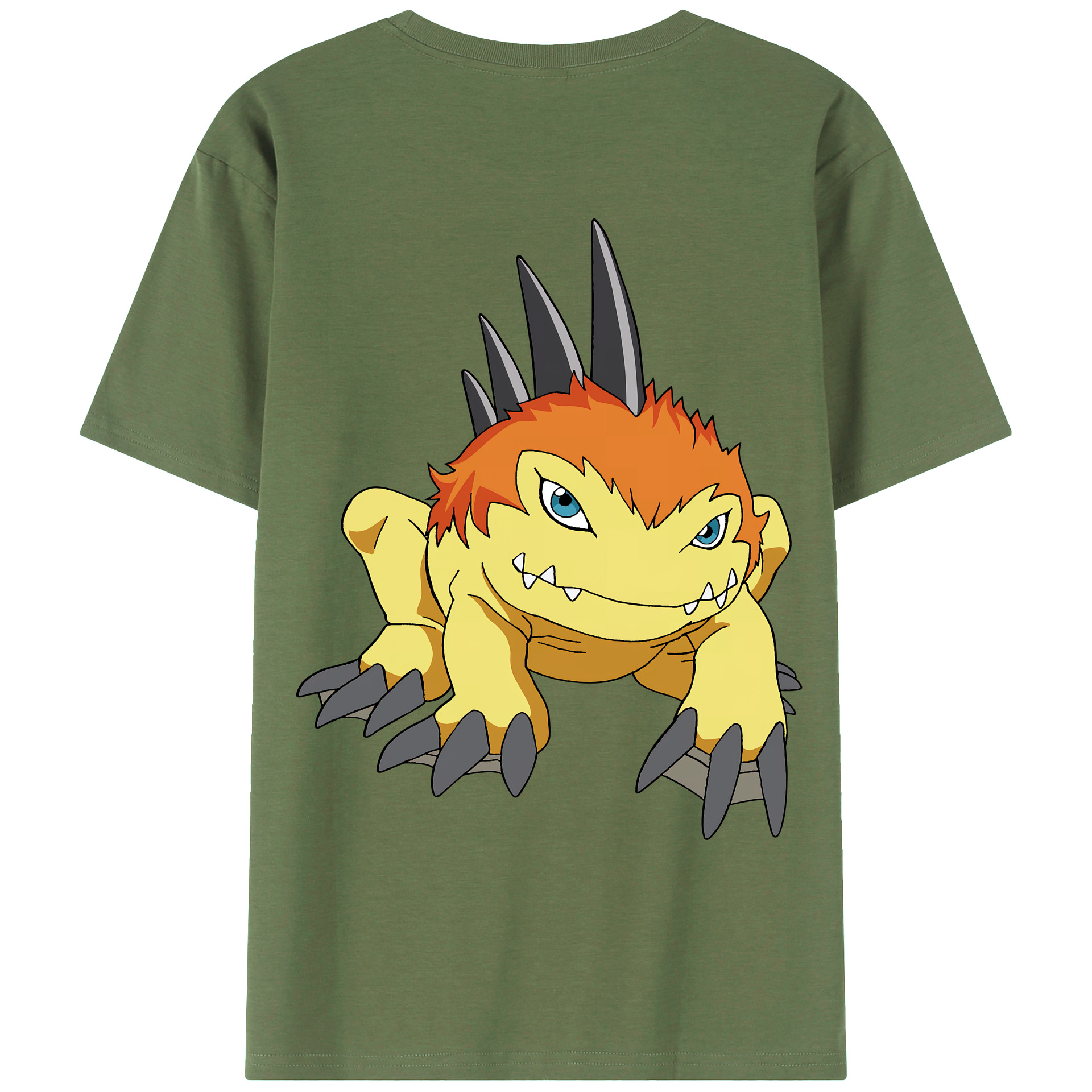 （画像用） Digimon デジタルモンスター/デジモン 綿100％ メンズ半袖Tシャツ（バックプリント） 通気性